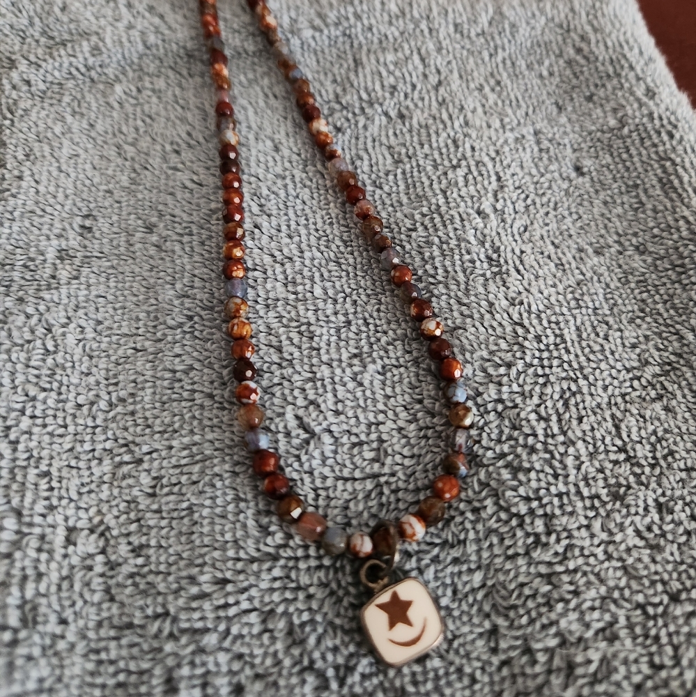 China Baroque pendant w semi-precious stone necklace